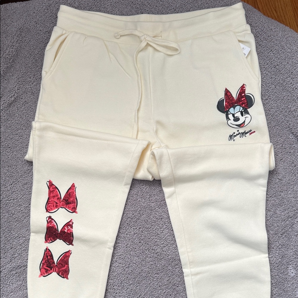 Disney Kids Cream Joggers with Red Accents